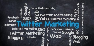 Nube de palabras con términos: Twitter Marketing, Web, SEO, Internet Marketing, Blogging, Facebook, Linkedin, Yahoo, Social Media Marketing.
