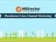 Mdirector Plataforma Cross Channel Marketing El banner de MDirector con el texto “Plataforma Cross Channel Marketing” sobre un fondo azul, con siluetas de árboles y edificios, resalta la integración del marketing por correo electrónico para una comunicación fluida.