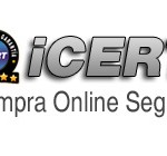 Logotipo que muestra "iCERT Compra Online Segura" con un distintivo que dice "Certificación Garantía" y cuatro estrellas debajo.