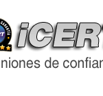 Logotipo que presenta el texto "iCERT" con un emblema de certificación a la izquierda que muestra cinco estrellas y la frase "Certificación Garantía".